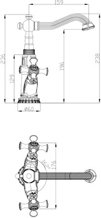 Смеситель Zorg Antic A 7010U-BR для раковины 