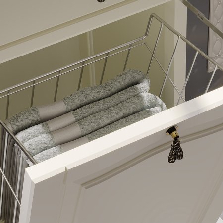 Шкаф пенал Opadiris Риспекто 40 L 00-00005836 с бельевой корзиной Слоновая кость 