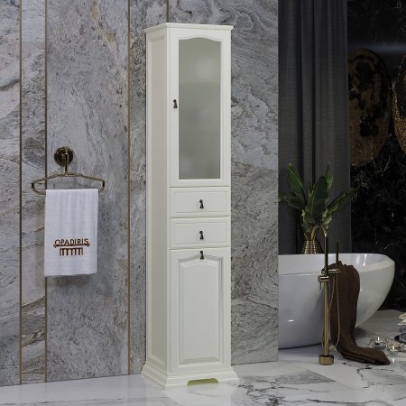 Шкаф пенал Opadiris Риспекто 40 L 00-00005836 с бельевой корзиной Слоновая кость 