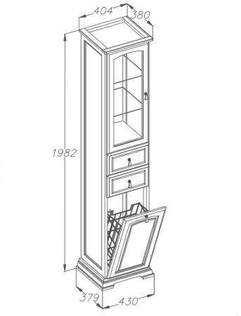 Шкаф пенал Opadiris Риспекто 40 L 00-00005836 с бельевой корзиной Слоновая кость 