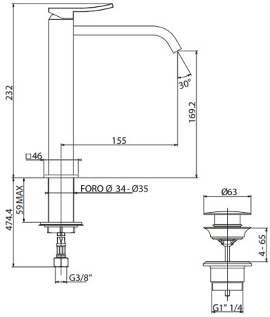 Смеситель для раковины Gattoni Ely 8846/88C0 Хром 