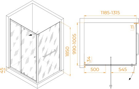 Душевой уголок RGW PA-44-1 (PA-02 + Z-060-1) 1200x1000 