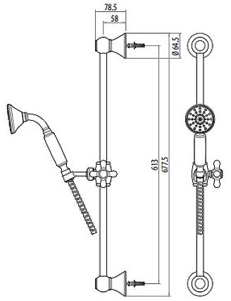 Душевой гарнитур Gattoni Programma Doccia 1039/PDV0 Бронза 