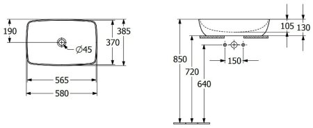 Раковина-чаша Villeroy&Boch Artis 58 417258R1 Альпийский белый 