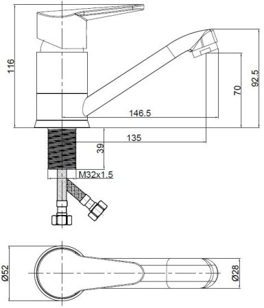 Смеситель VODA для кухни Breeze (BZ15) 