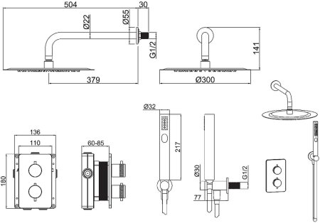 Душевая система Allen Brau Priority 5.31013-BN с термостатом Никель брашированный 