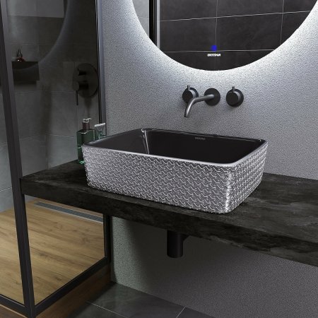 Раковина-чаша Grossman Color 48 GR-3016SBR Серебро Черная 