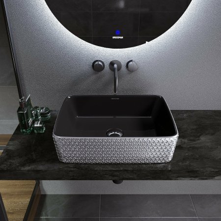 Раковина-чаша Grossman Color 48 GR-3016SBR Серебро Черная 