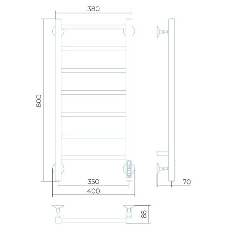 Полотенцесушитель электрический Larusso Астор П7 35х80 9005 