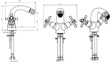 Смеситель для биде Boheme Royal Cristal 296-Royal/CRST Золото 