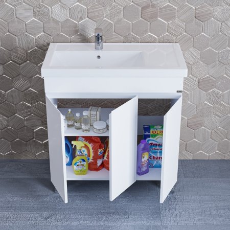 Тумба Санта Марс 80 напольная 3 двери с умывальником Фостер 80П 