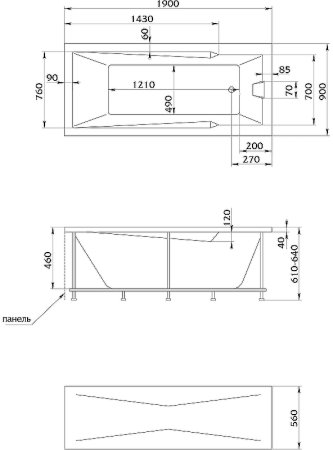 Акриловая ванна Creto Regia 190х90 12-19090 без гидромассажа 
