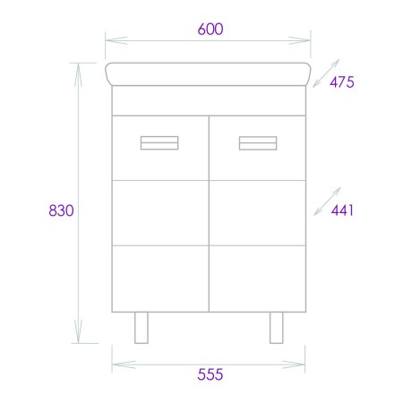 Тумба с раковиной Onika Балтика-Квадро Black 60.11 