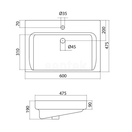Тумба с раковиной Onika Балтика-Квадро Black 60.11 