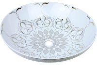 Раковина-чаша Bronze de Luxe 40 2008 Белая глянецевая с серо-золотым декором