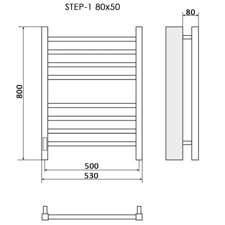 Полотенцесушитель электрический Ника Step-1 80х50 левый тэн 