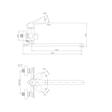 Смеситель для ванны Landberg LB-16307A-D110 Хром 
