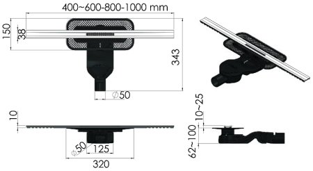 Душевой лоток Berges Simpel 600 090111 с решеткой Хром матовый 