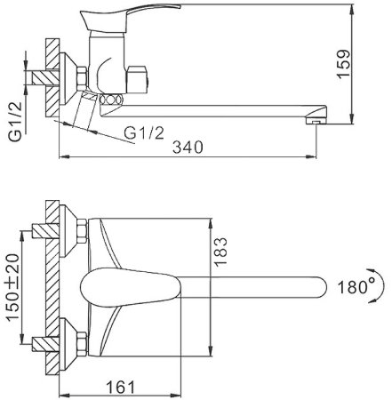 Смеситель для ванны Frap H220 F22001 универсальный Хром 