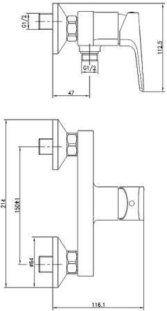 Смеситель для душа Cersanit Nature 63065 Хром 