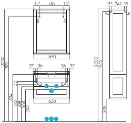 Зеркало Aquaton Леон 65 1A187102LBPS0 Дуб белый 