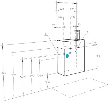 Тумба под раковину Aquaton Эклипс 45 1A172701EK560 подвесная Эбони темный 