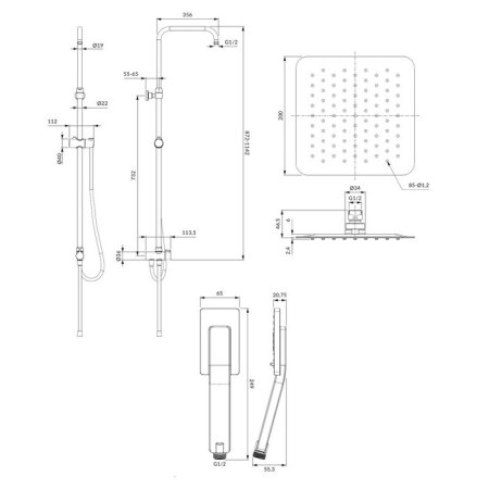 Душевая стойка Omnires Toronto SYSTORONTOCR 