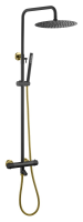 Душевая система с термостатом Boheme UNO 468-T-BG чёрный / золото