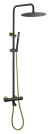 Душевая система с термостатом Boheme UNO 468-T-BG чёрный / золото 