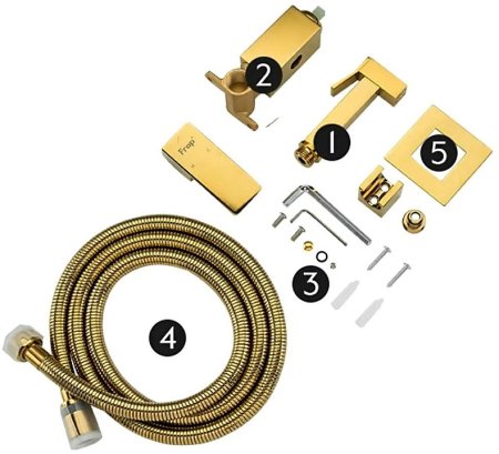 Гигиенический душ со смесителем Frap F7506-3 Золото 