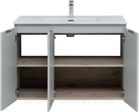 Тумба с раковиной Aquanet Алвита New 100 3 дверцы, серый 