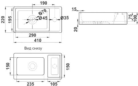 Раковина Melana 41 MLN-320351MG Серая матовая 