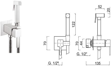 Гигиенический душ со смесителем Giulini Pablolux FSH20 Хром 