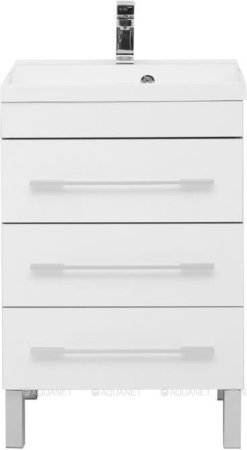 Тумба с раковиной Aquanet Верона 58 белый (напольная 3 ящика) 