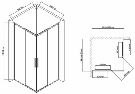Душевой уголок Vincea Slim-U 90x90 VSS-2SU900CL профиль Хром стекло прозрачное 