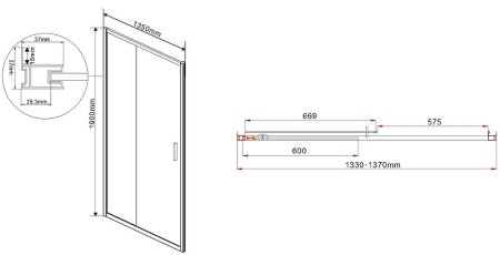 Душевая дверь Vincea Garda 135 VDS-1G135CH профиль Хром стекло шиншилла 