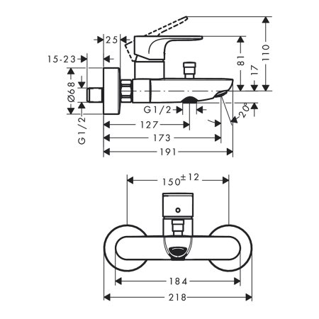 Смеситель Hansgrohe Rebris S 72440670 для ванны черный 