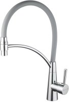 Смеситель для кухни с гибким изливом Shevanik S743-9, хром/серый