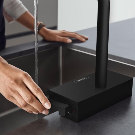 Смеситель Hansgrohe Aquno Select M81 73837670 для кухонной мойки, матовый черный 