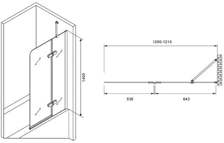 Шторка на ванну Abber Ewiges Wasser 120х140 AG51120 профиль Хром стекло прозрачное 