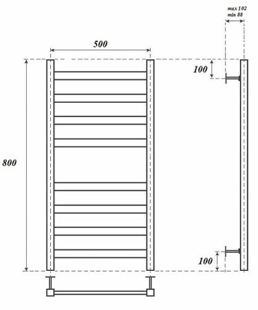 Водяной полотенцесушитель Point Меркурий PN83158 П8 500x800 Хром 