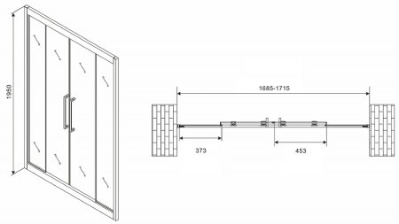 Душевая дверь Abber Schwarzer Diamant 170 AG33170BH профиль Черный стекло прозрачное 