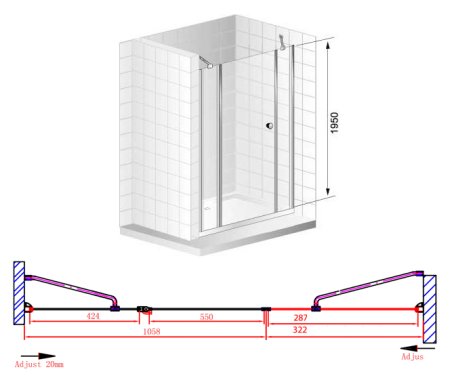 Душевая дверь в нишу Cezares Elena B13 30/60/50 C Cr 
