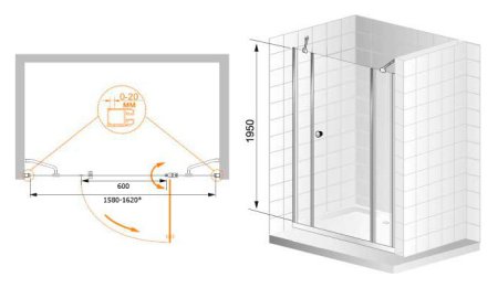 Душевая дверь в нишу Cezares Elena B13 30/60/50 C Cr 
