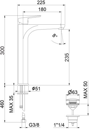Смеситель для раковины Fiore KEVON 81BB8119, белый 
