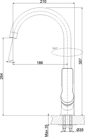 Смеситель для кухни Rossinka RS27-23 Хром 