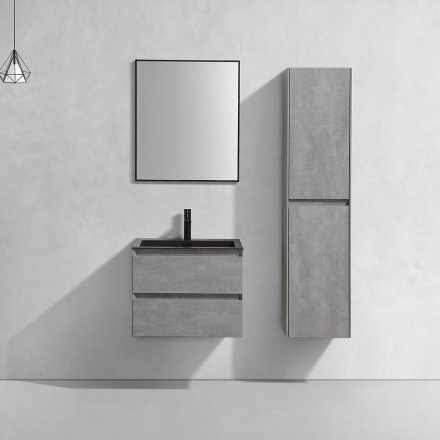 Мебель для ванной Vincea Luka 600 подвесная, 2 ящика, Cement (черная раковина) 