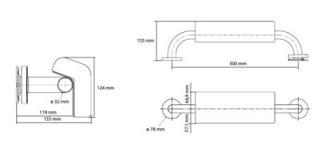Поручень Bemeta Help program 301100501-o с опорой под спину, глянцевый 