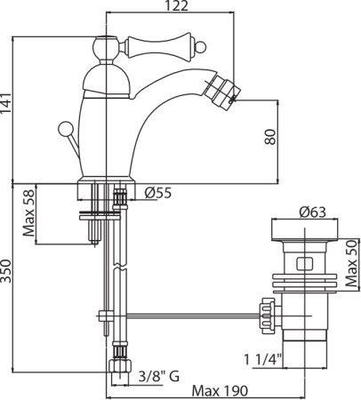 Смеситель Cezares Margot MARGOT-BSM1-01-M для биде 