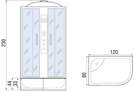 Душевая кабина River Dunay XL 120x80 TH R 10000006182 с гидромассажем 